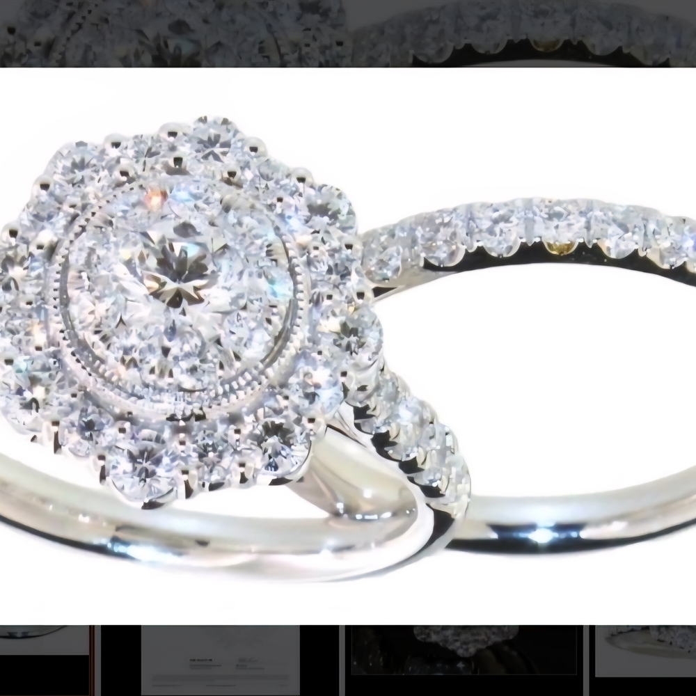 Silver Double Halo Diamond Ring
